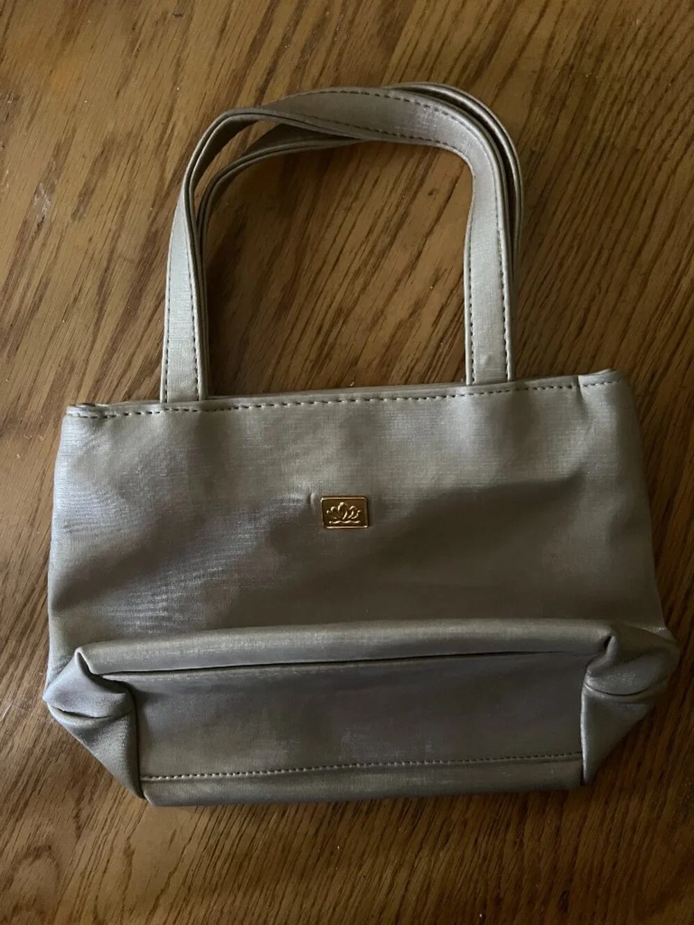 Vintage Mini Tote Makeup Evening Bag Gold 1990s
